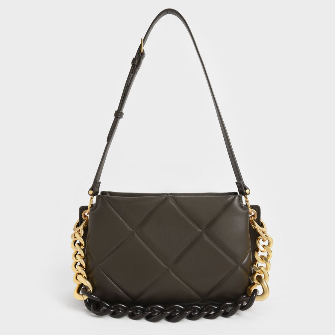 Danika Chunky Chain Padded Bag - Dark Moss