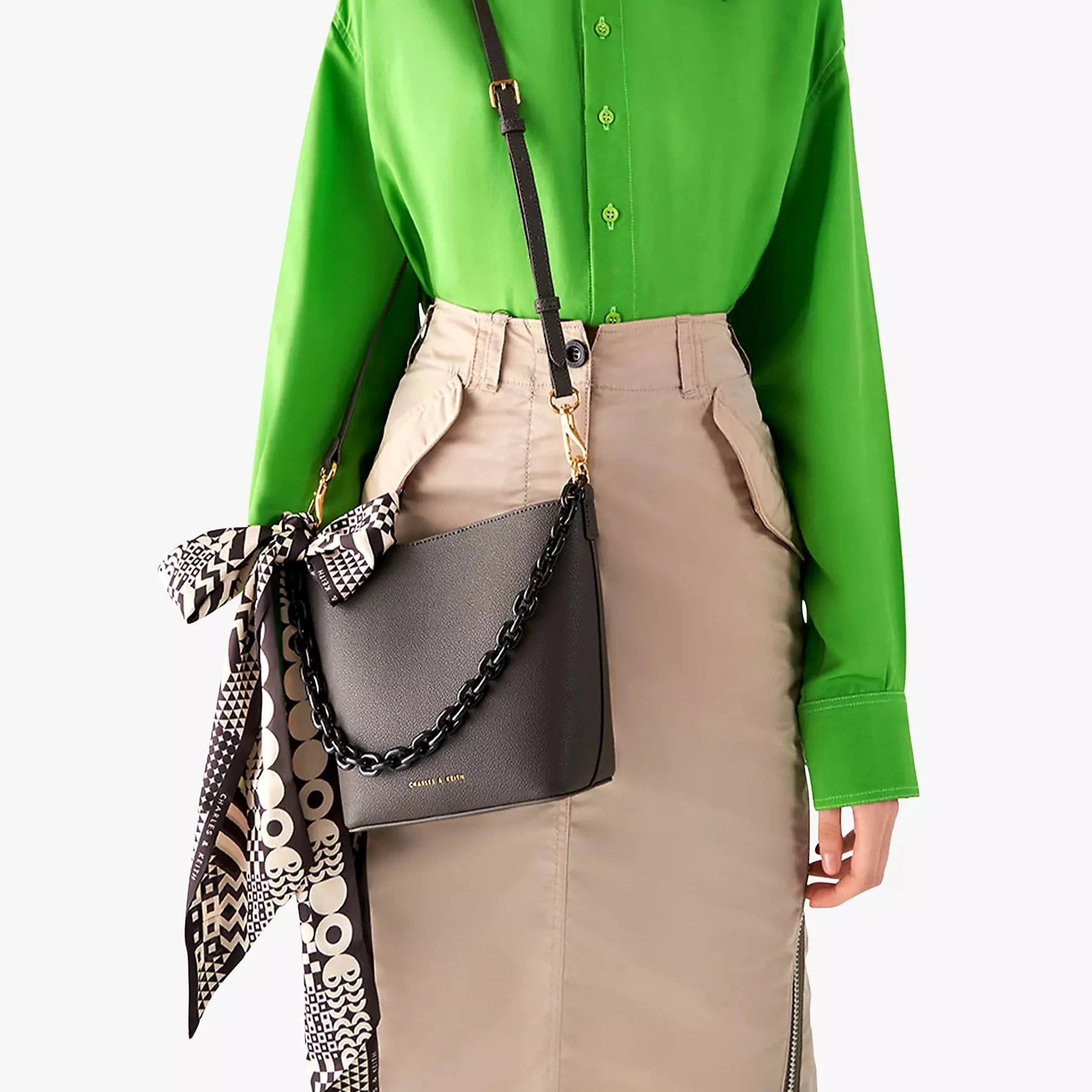Alcott Vegan Leather Bucket Bag, Dark Moss