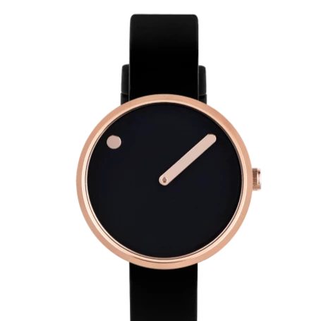 Polished Rose Gold with black Picto Watch, 30mm