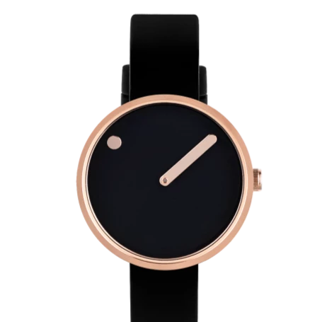 Polished Rose Gold with black Picto Watch From Copenhagen