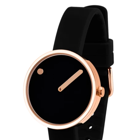 Polished Rose Gold with black Picto Watch, 30mm