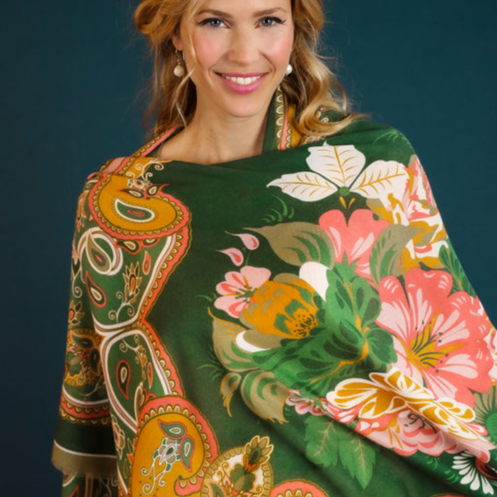 Print Folk Art Floral Scarf