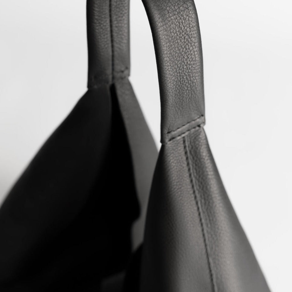 Sculptural Design Leather Tote Bag