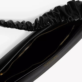 Riley Faux Leather Ruffle Trim Shoulder Bag, Black