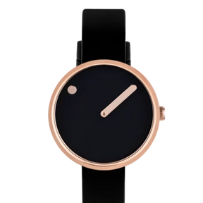 Polished Rose Gold with black Picto Watch From Copenhagen