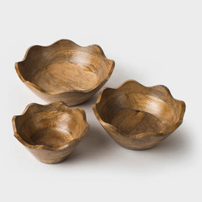 Mela Scalloped Wooden Bowl