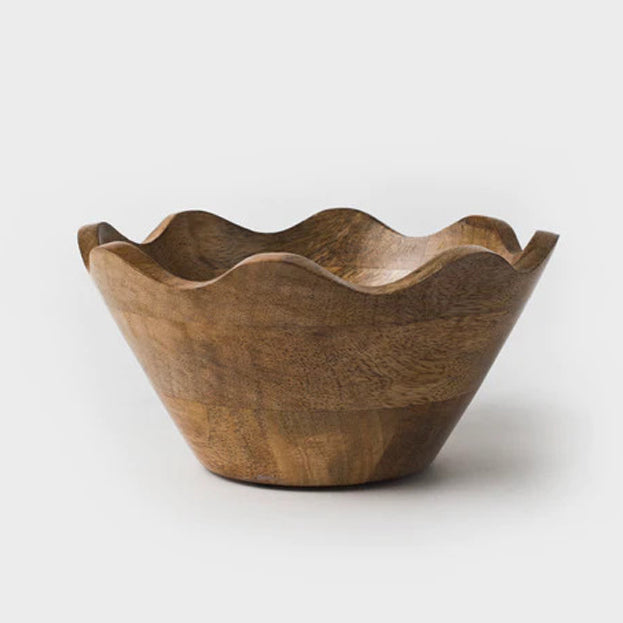 Mela Scalloped Wooden Bowl