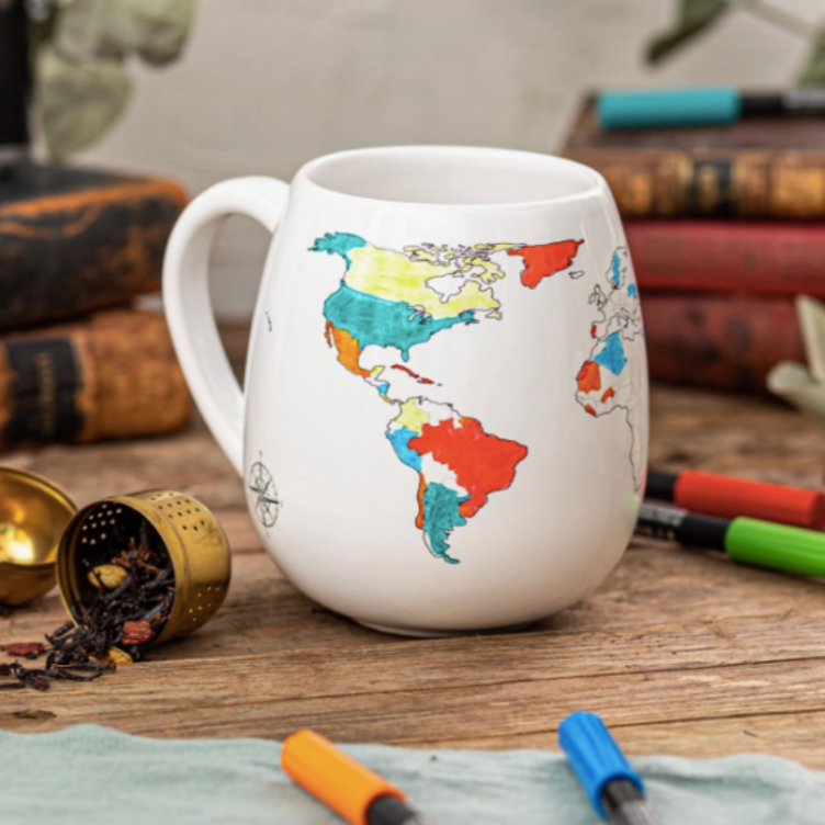 Wanderlust Color In Where You've Been Travel Mug - World