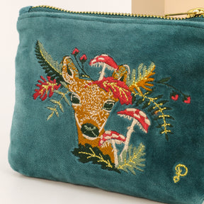 Doe With Toadstools Velvet Mini Zip Pouch